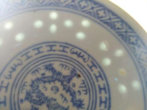 Vintage! Chinese - Dragon / Chrysanthemum - JingDeZhen - Translucent Rice Eye - Set Of 4 Rice Bowls