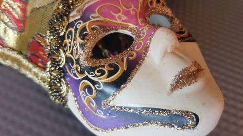 Vintage! Miniature Resin Venetian Carnival Jester Mask - Wall Hanging