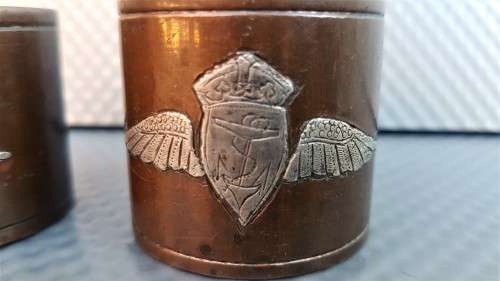 Antique! - Trench Art - Royal Navy - H.M.S Eagle - Pair Of Napkin Rings