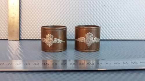 Antique! - Trench Art - Royal Navy - H.M.S Eagle - Pair Of Napkin Rings