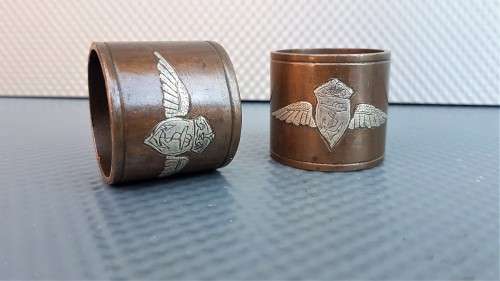 Antique! - Trench Art - Royal Navy - H.M.S Eagle - Pair Of Napkin Rings