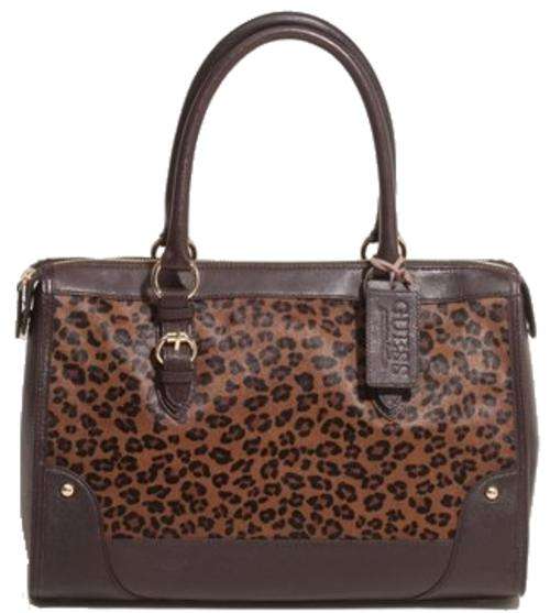 Guess Leopard Leather Bowler Bag (Genuine Leather)
