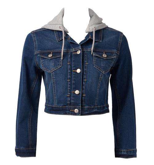 Forever New Cropped Denim Jacket (Removable Hood)