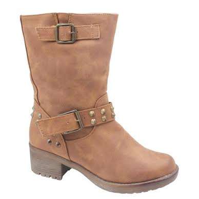 Studded Ankle Boots in Tan