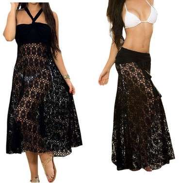 Beach Wear: Convertible Beach Cover Dress/Skirt - One size for Small to Large