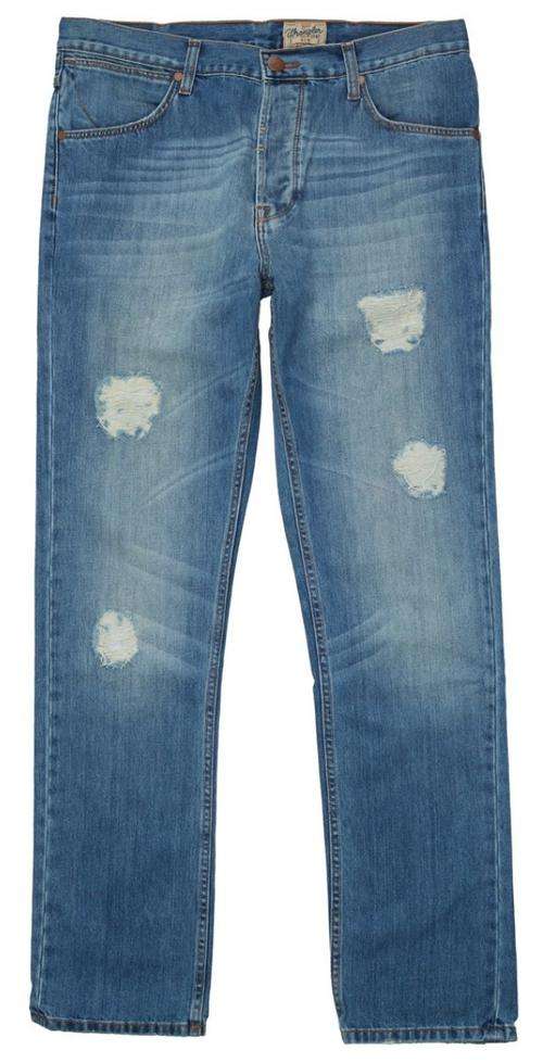 Wrangler Men's Tapered Leg Distressed Jeans