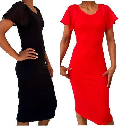 Chiffon Sleeve Bodycon Dress | 2 Colours to choose from