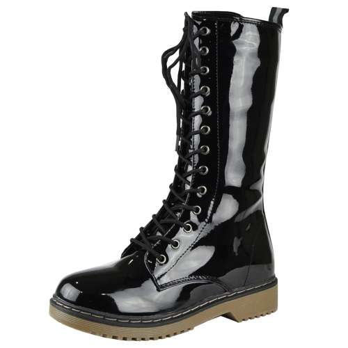 Patent Lace-up Rider Boots
