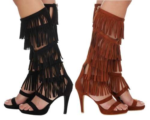 Long Fringe Gladiator Heels