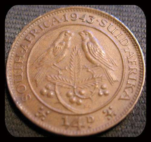1943 Quarter Penny 1/4 D South Africa *AU*