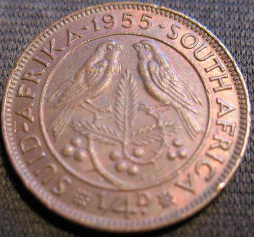 1955 Quarter Penny 1/4D South Africa Red *AU*