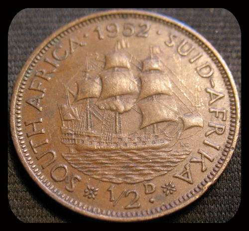 1952 Half Penny 1/2D South African Coin