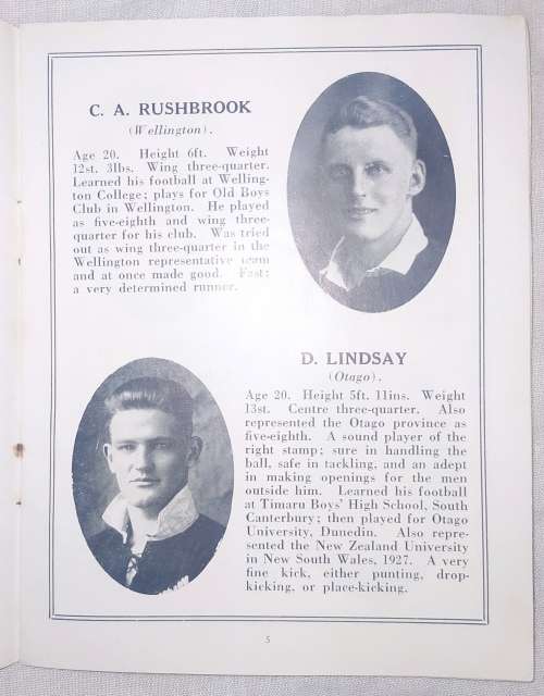 New Zealand Rugby Tour 1928 Souvenir booklet