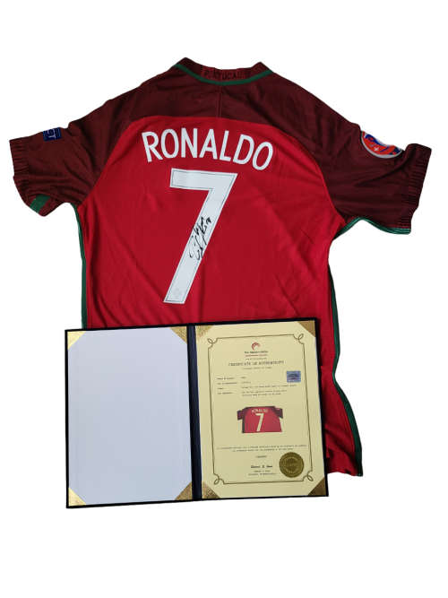 Autographed By Cristiano Ronaldo 2016 Portugal No. 7 Jersey Hand Signed By Ronaldo With Certificate