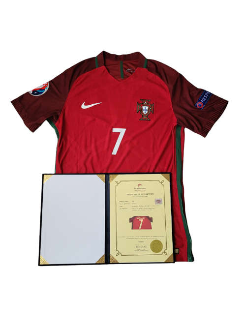 Autographed By Cristiano Ronaldo 2016 Portugal No. 7 Jersey Hand Signed By Ronaldo With Certificate
