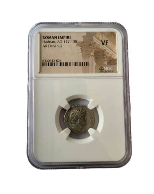 Roman Empire Coin Hadrian AD 117-138 AR Denarius Ngc Graded VF