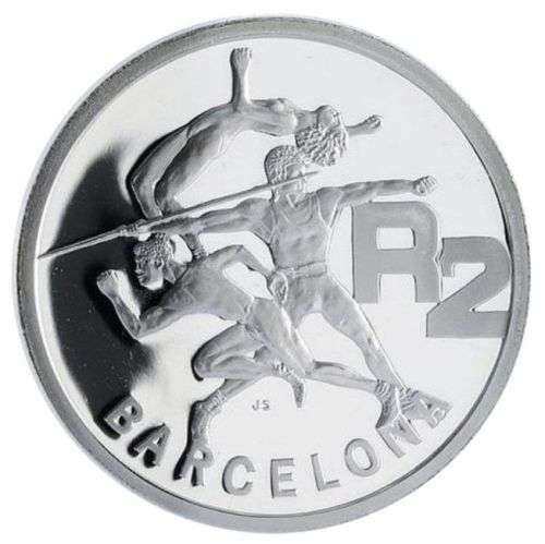 South Africa Pure Silver 1oz  R2 Barcelona Olympics Proof Silver Coin In Mint Box Rare