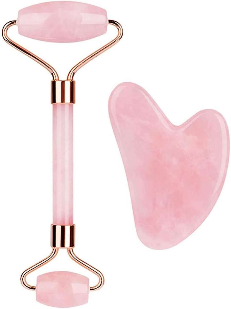 START @R1 Facial Massage Gift Set Anti-Aging Natural Jade Roller for Face - Pink