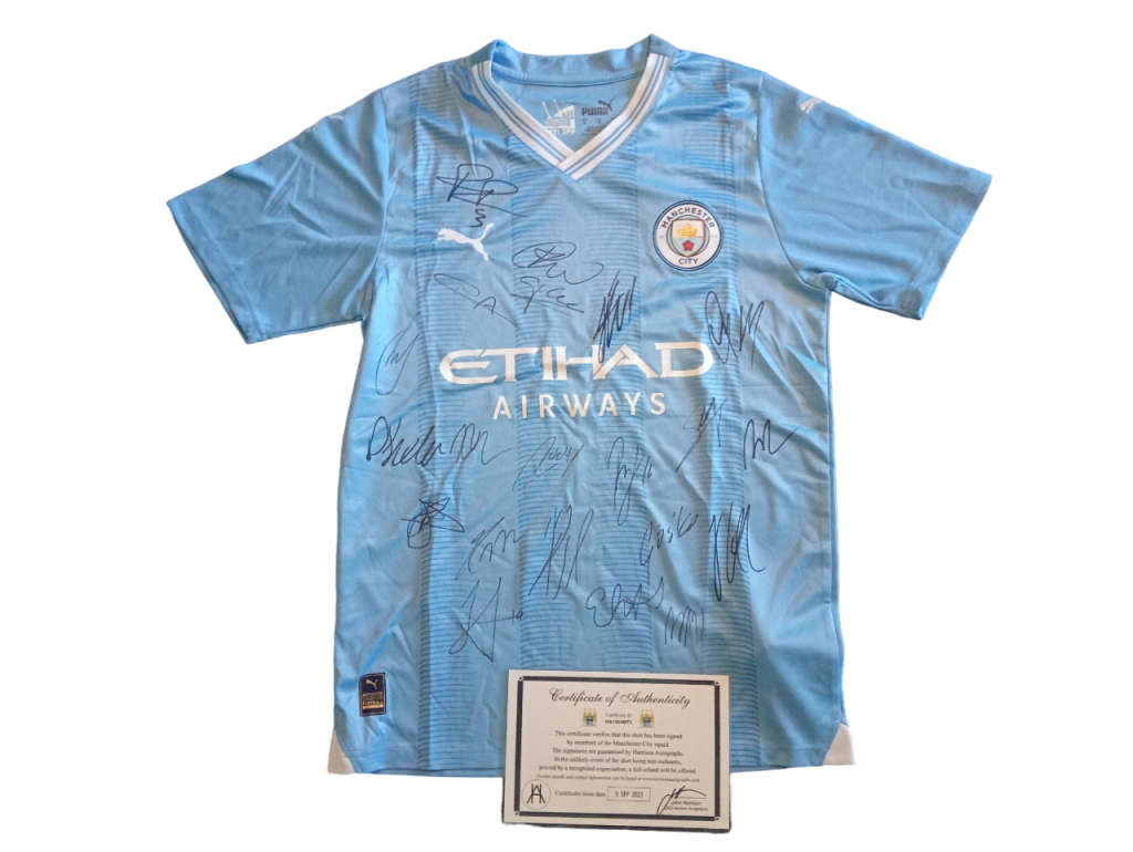 Autographed Football Jersey Manchester City Champions2022-2023 Home Jersey Hand Signed By First Team
