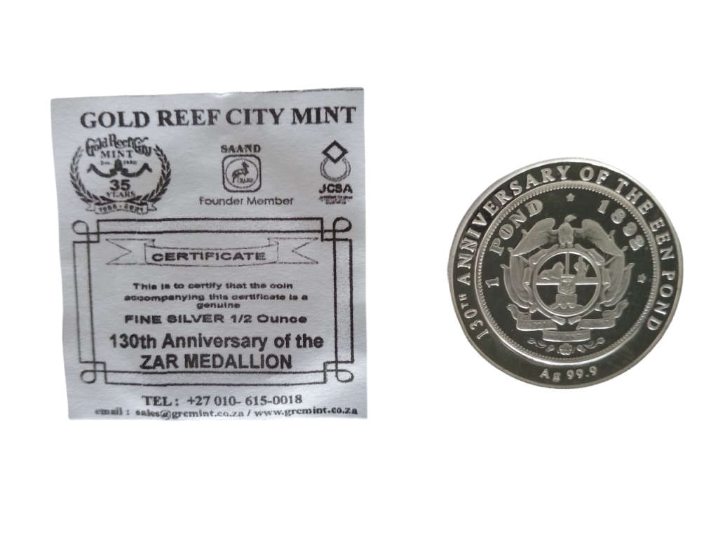 2022 Fine Silver Half Ounce Medallion 130th Anniversary of Een Pond and ZAR