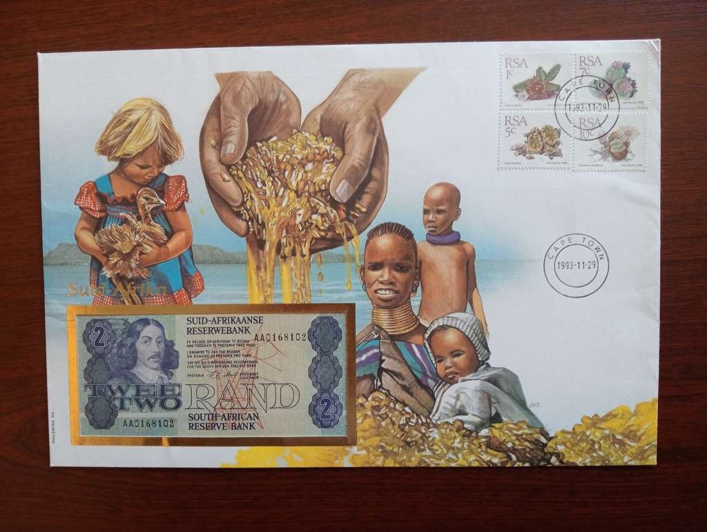 South Africa R2 Note CL Stals AU/UNC - in SA Postage Envelope With Stamps