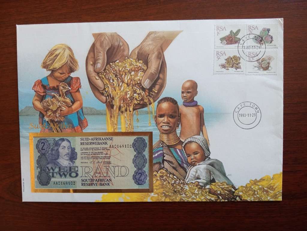 South Africa R2 Note CL Stals AU/UNC - in SA Postage Envelope With Stamps