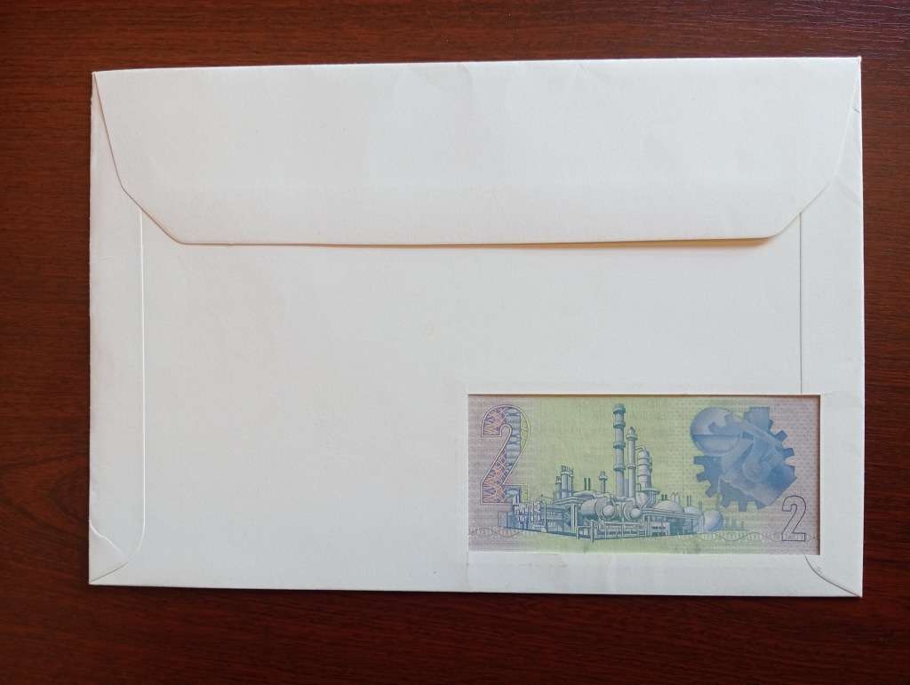 South Africa R2 Note CL Stals AU/UNC - in SA Postage Envelope With Stamps