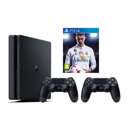 PS4 1TB SLIM + 2 CONTROLLERS + FIFA 18 OR INJUSTICE 2