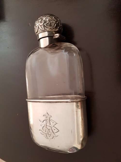 Wow!!! Sir Abe Bailey's bespoke JD&S Silver and Glass Whiskey Flask.