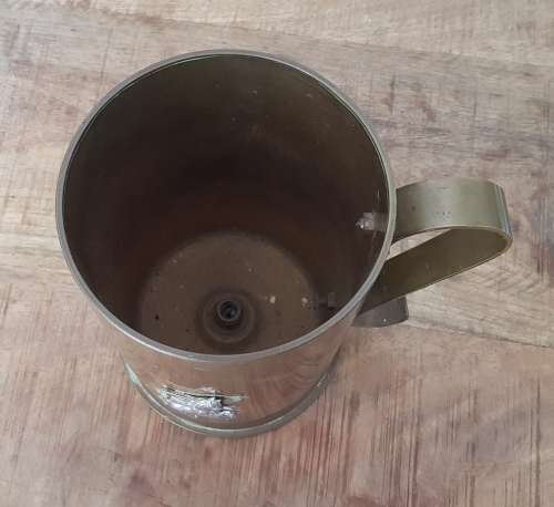 SADF Technical Services Corps bi/m Cap Badge on 90 mm Brass Shell Tankard-Major Norman