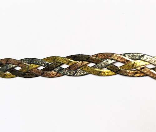 4 colour Gold  ---Sterling Silver Braided Necklace ----  cm 45 long