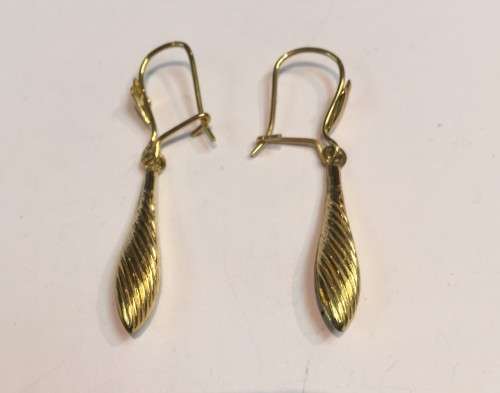 9k solid 9 carat  Gold  ,  Shepherd hook, Teardrops Dangling earring