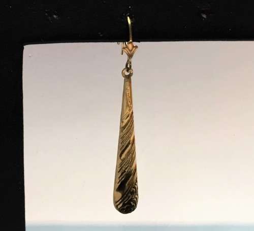 9  carat  Gold  ,  Shepherd hook, extra long Teardrops Dangling earring