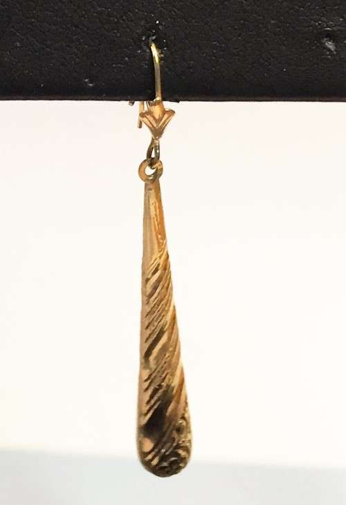 9  carat  Gold  ,  Shepherd hook, extra long Teardrops Dangling earring