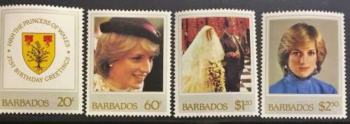 Barbados 1982 Unmounted Mint ,Never Hinged- 21st Birthday Lady Diana,complete set
