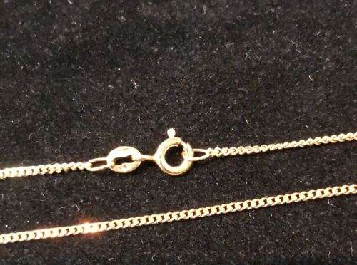 9k solid 9  carat  Gold---Curb  pendant Necklace  cm 41 ----- 1.2 mm. wide