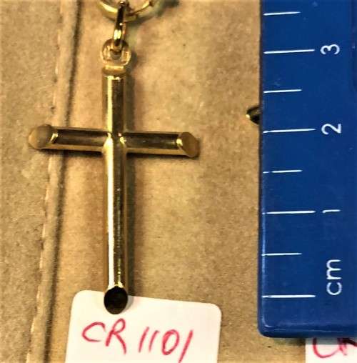 9K   solid  9 carat Yellow Gold - Imported round Large cross------  Tube  35  long