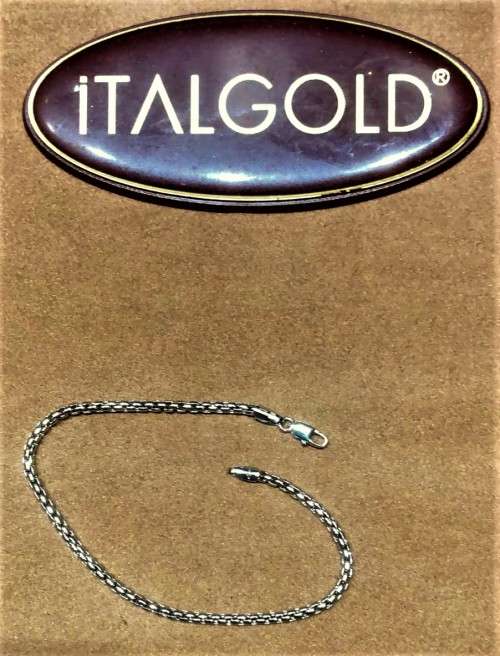 9 K -genuine solid  9 carat solid white gold - Square Box  bracelet