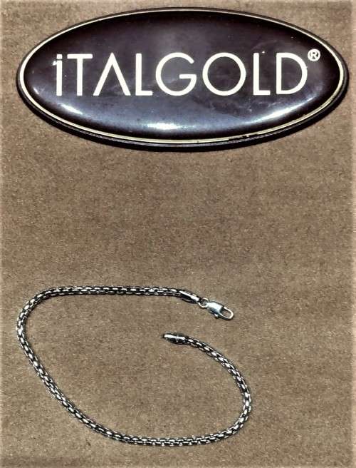 9 K -genuine solid  9 carat solid white gold - Square Box  bracelet