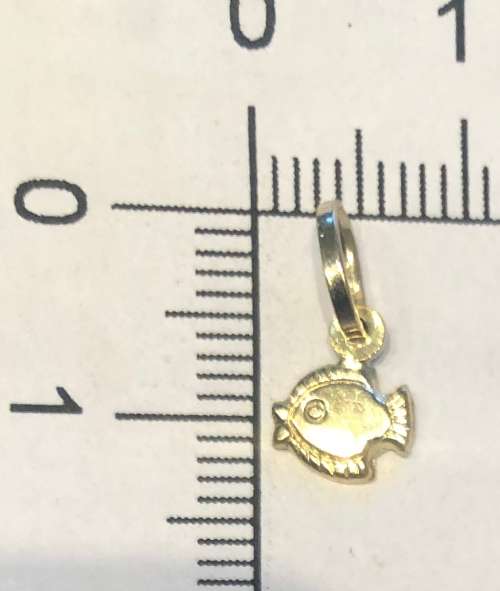9K solid 9 carat yellow Gold , stunning imported charm - open back Flat fish