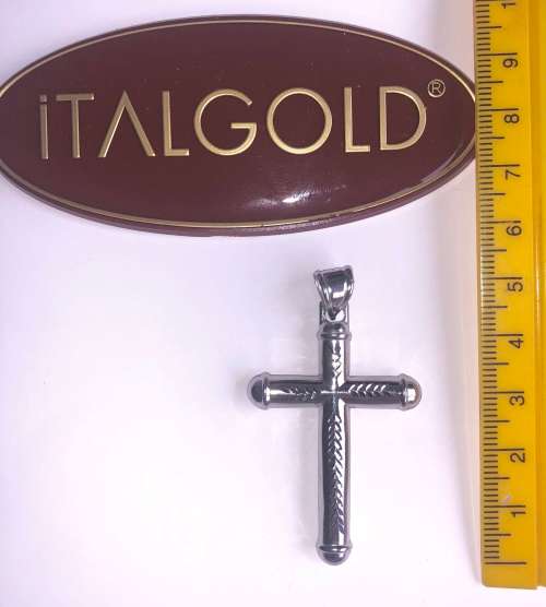 9K solid  9 carat white Gold , Awesome imported xl tubular cross-  50 mm tall