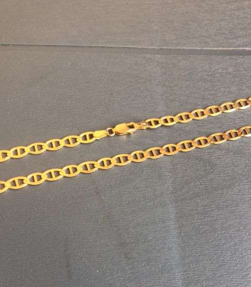 9K -- 9 carat solid Gold - Marina link Necklace 55 cm. long- 5.0 mm wide