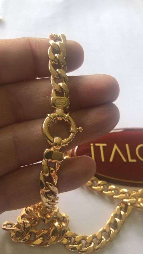 9k genuine,solid 9 carat  Yellow Gold, hollow curb  necklace cm 50 long--mm 8.5 wide