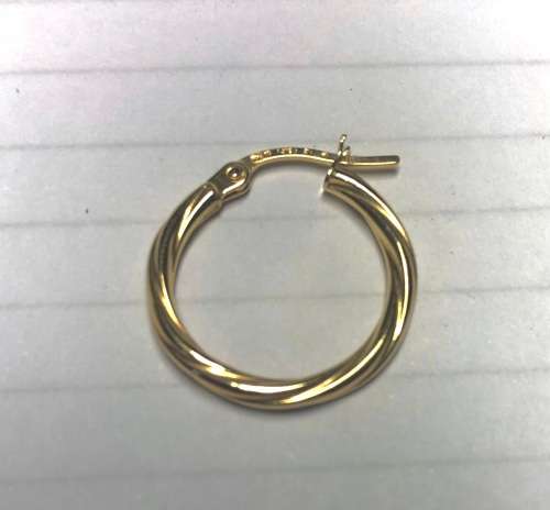9k / solid 9 carat Gold , Stunning imported , Pair of twisted hoop earrings-