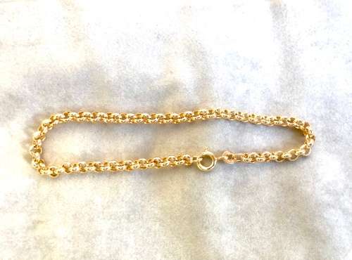 9 K / 9 carat solid Gold, Imported , round Belcher link bracelet , 4 mm wide