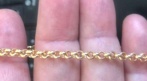 9 K / 9 carat solid Gold, Imported , round Belcher link bracelet , 4 mm wide