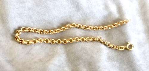 9 K / 9 carat solid Gold, Imported , round Belcher link bracelet , 4 mm wide