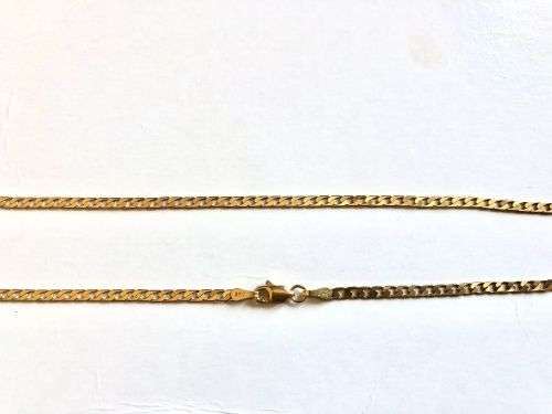 9k genuine,solid 9 carat  Yellow Gold, square curb necklace---------- cm 60  long -- mm 2.5 wide