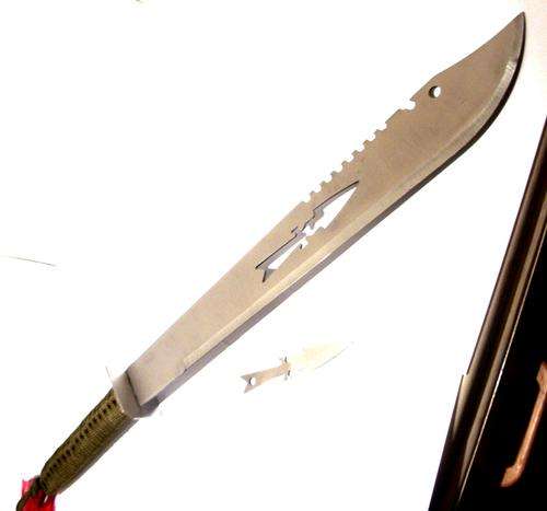 TWIN BLADE NINJA SWORD WITH 1 THROUGH KNIFE