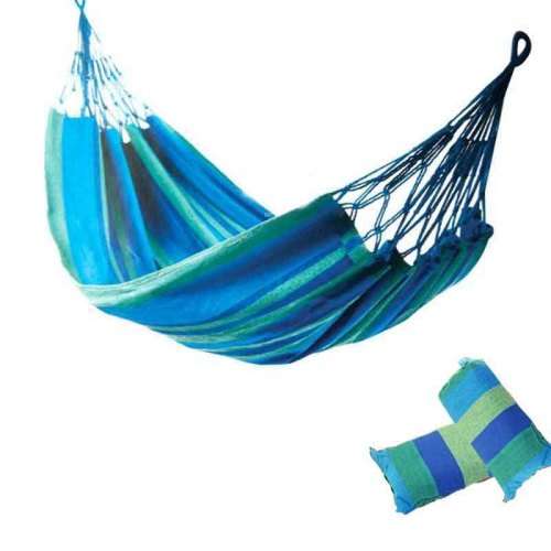 Portable Cotton Rope Outdoor Swing Fabric Camping Hanging Hammock Canvas Bed